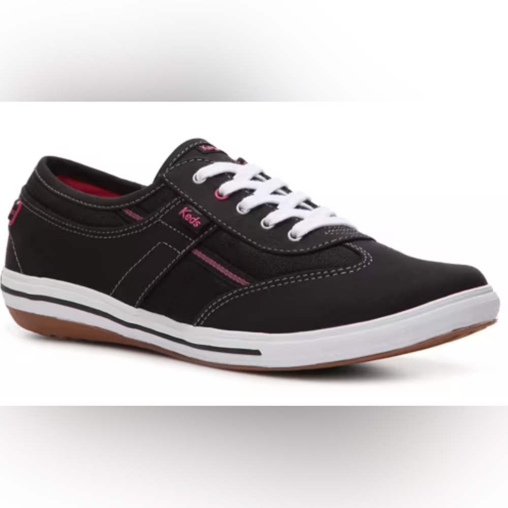 Keds Lace Up Sneakers Ortholite Craze T-Toe Black/Pink Sz 6.5